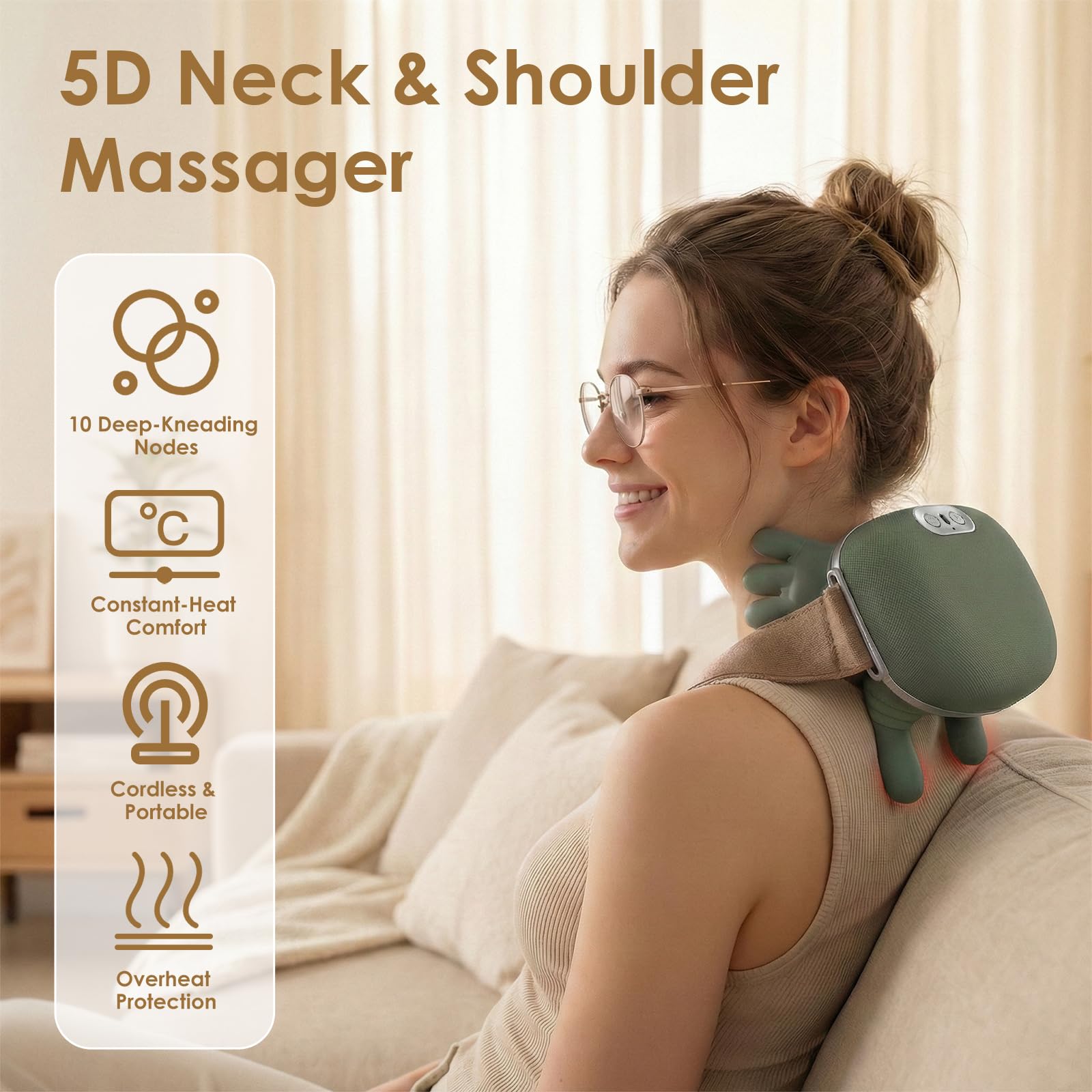 Heat mode activation on the DUUOO massager adds gentle warmth for a calmer unwind.
