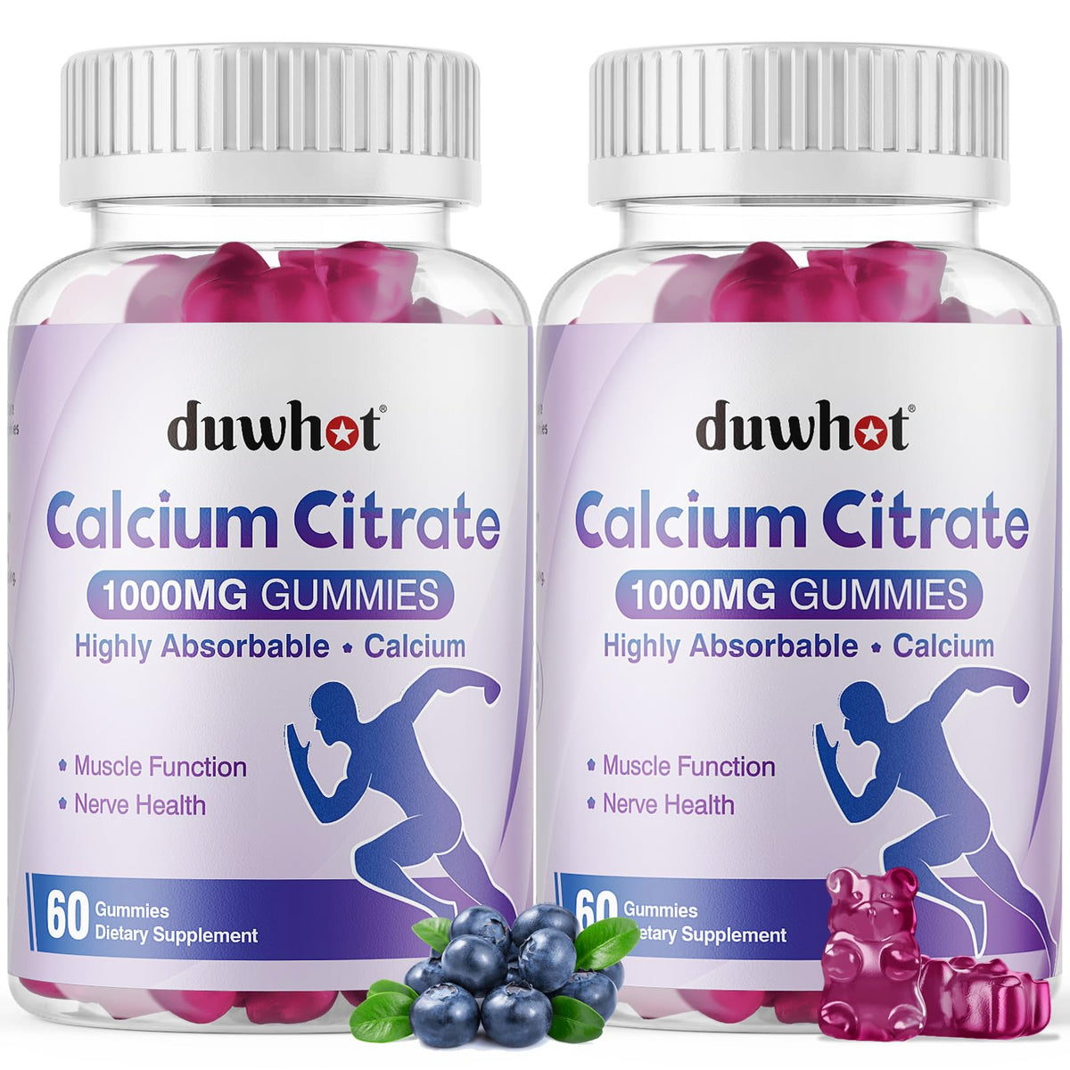 Duwhot Calcium Citrate Gummies blueberry bottle for daily bone support