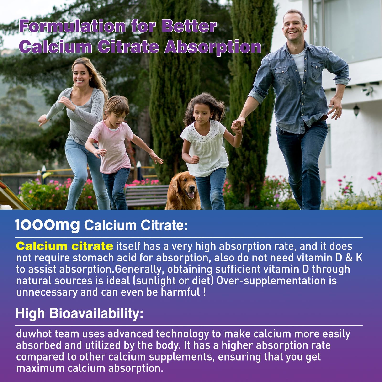 Duwhot Calcium Citrate Gummies closeup highlights soft, blueberry-flavored texture