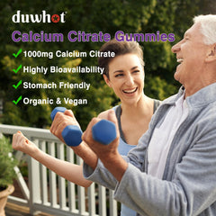 Duwhot Calcium Citrate Gummies packaging reflects gluten-free pectin-based formula