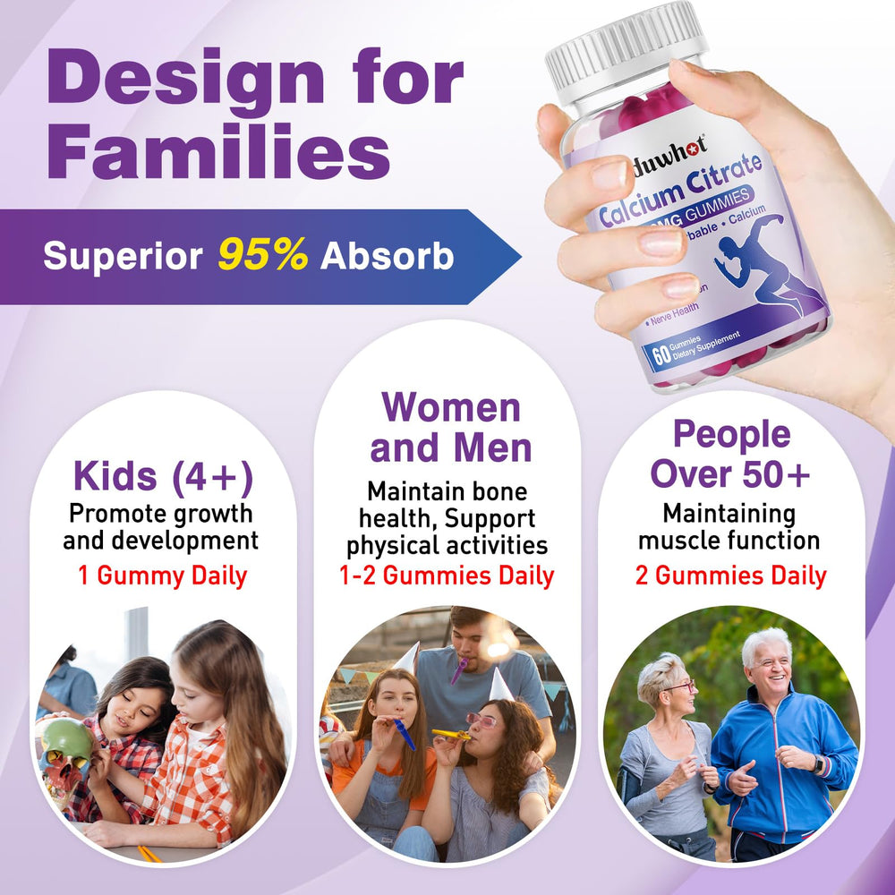 Duwhot Calcium Citrate Gummies vegan ingredients label emphasizes organic non-GMO