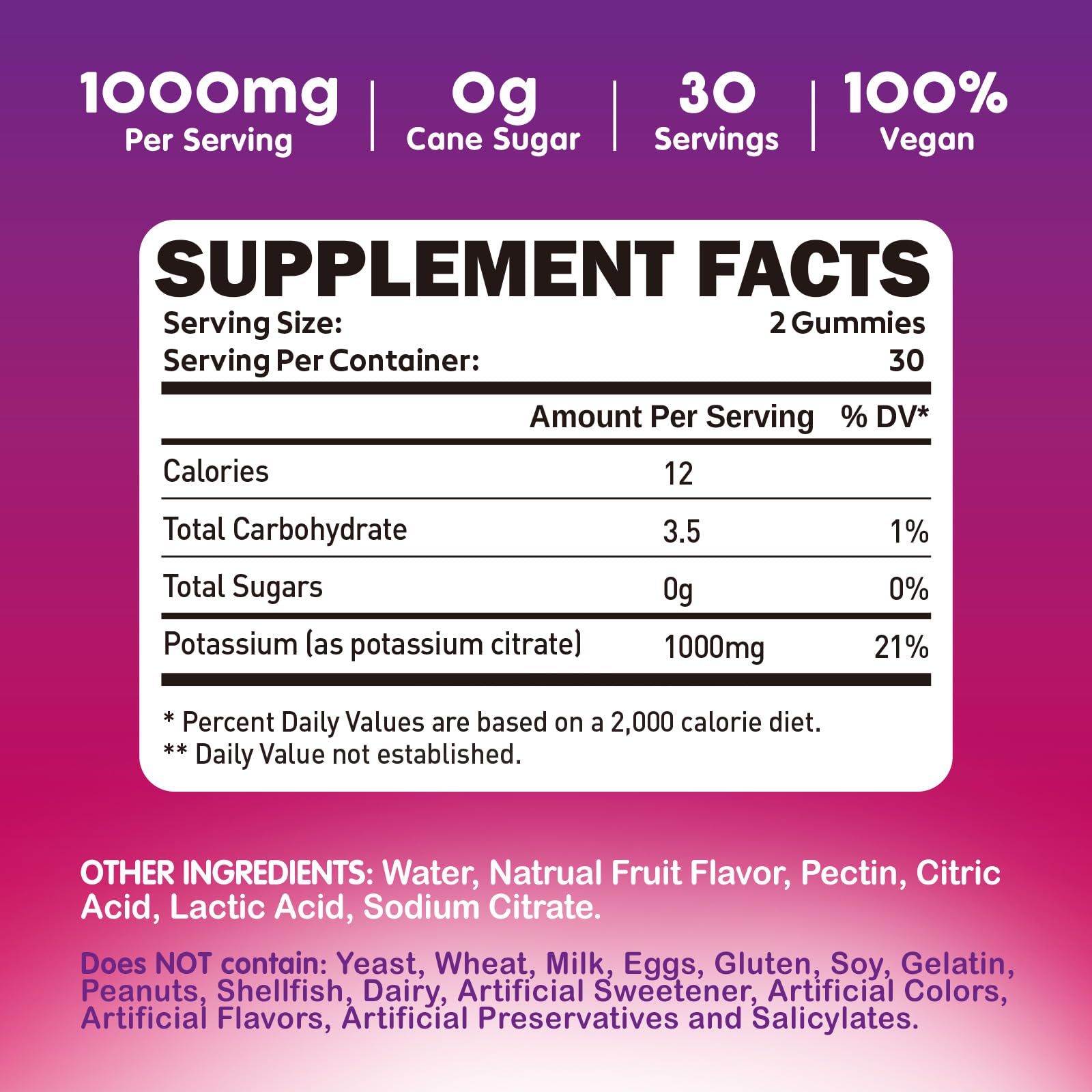 duwhot potassium citrate gummies label noting vegan and gluten-free features.