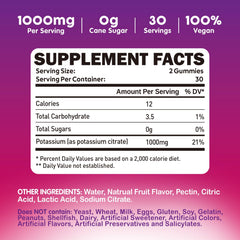duwhot potassium citrate gummies label noting vegan and gluten-free features.