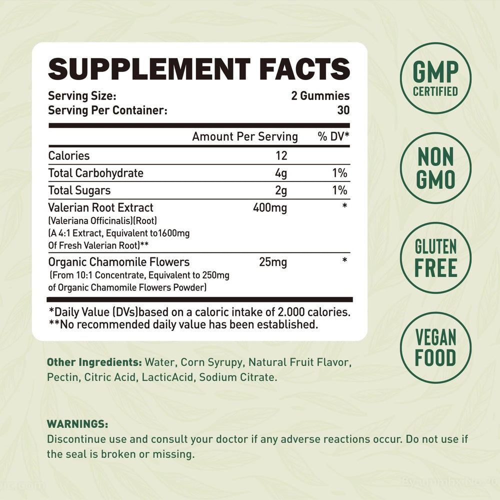 duwhot valerian root gummies apple-flavored close-up highlights tasty sleep aid