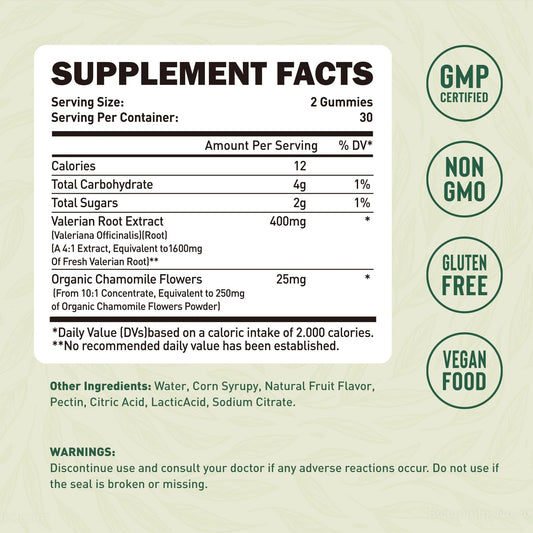 duwhot valerian root gummies apple-flavored close-up highlights tasty sleep aid