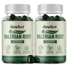 duwhot valerian root gummies bottle front presents natural sleep support option
