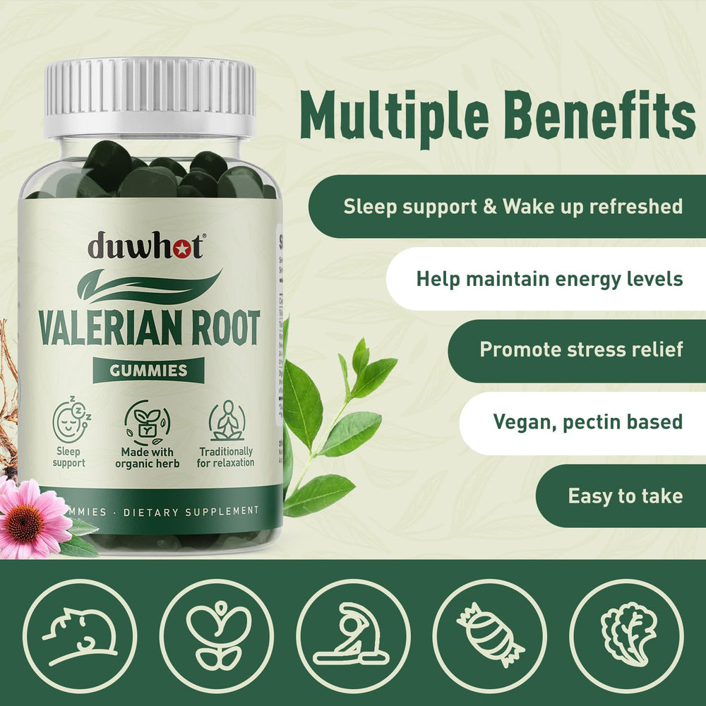 duwhot valerian root gummies ingredients panel informs vegan organic formula