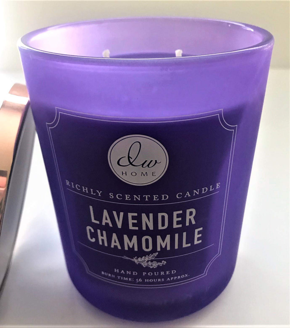 DW Home hand-poured soy blend candle with cotton wick ensures clean burn.
