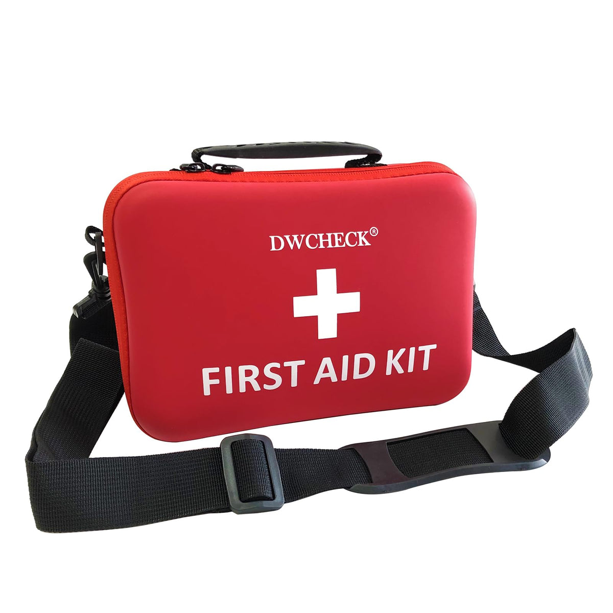 DWCHECK first aid kit with waterproof hard shell for durable home and travel readiness.