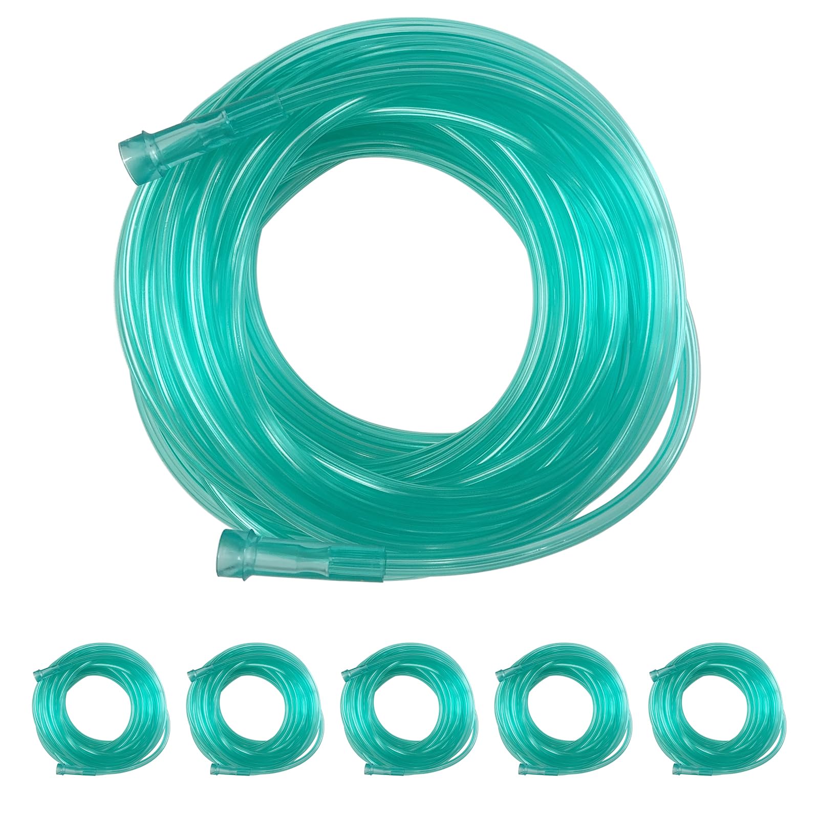 DWCHECK 25ft green oxygen tubing; crush-resistant for reliable flow.