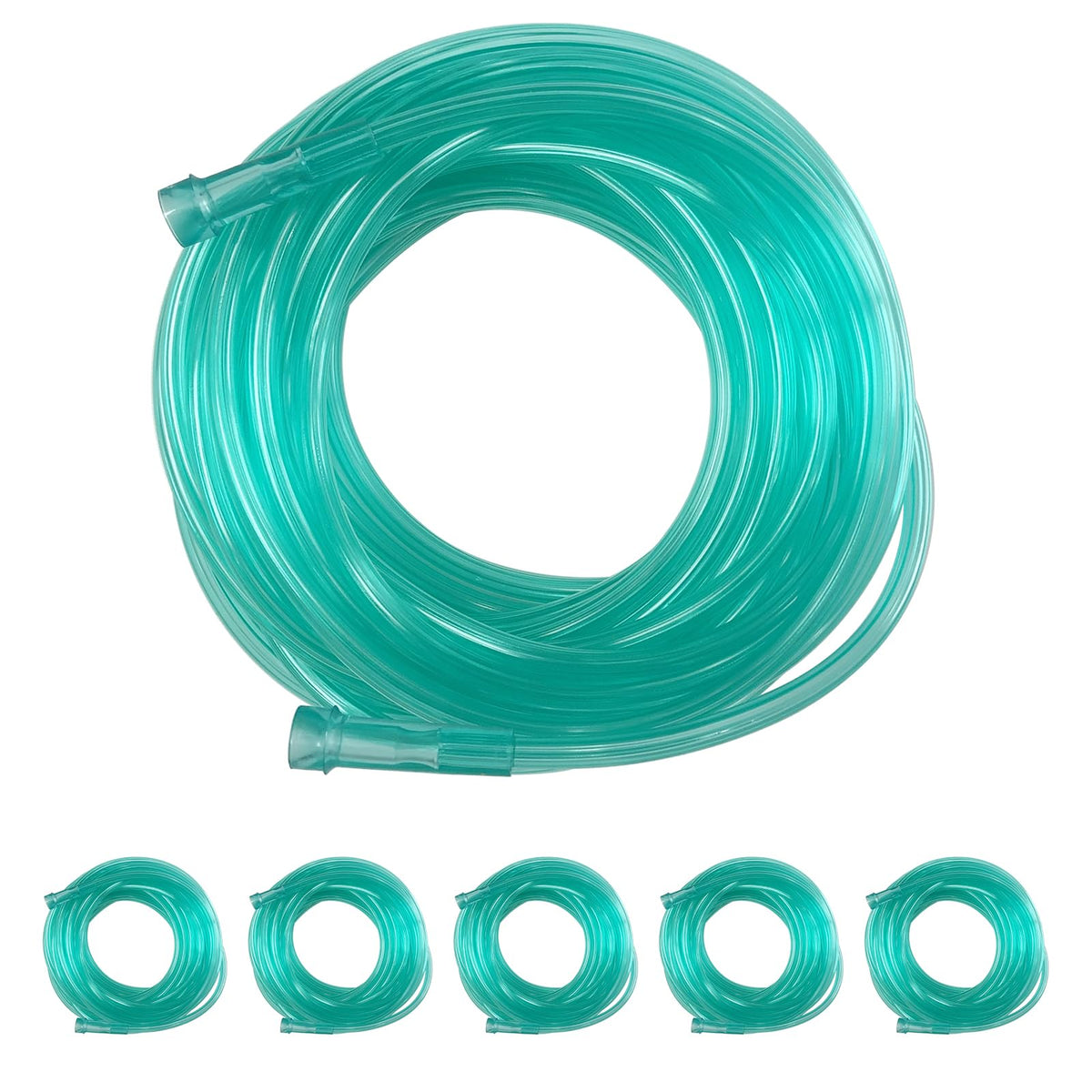 DWCHECK 25ft green oxygen tubing; crush-resistant for reliable flow.