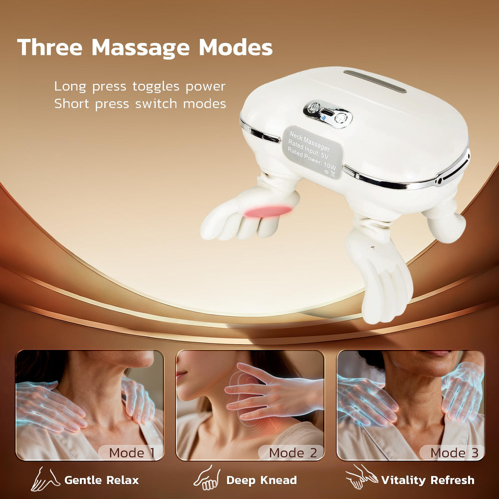 Dyhodu bionic hand massager in use demonstrates hands-free relaxation possible.