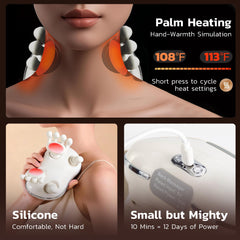 Dyhodu Hand Neck Massager heat level indicator shows 108°F capability.