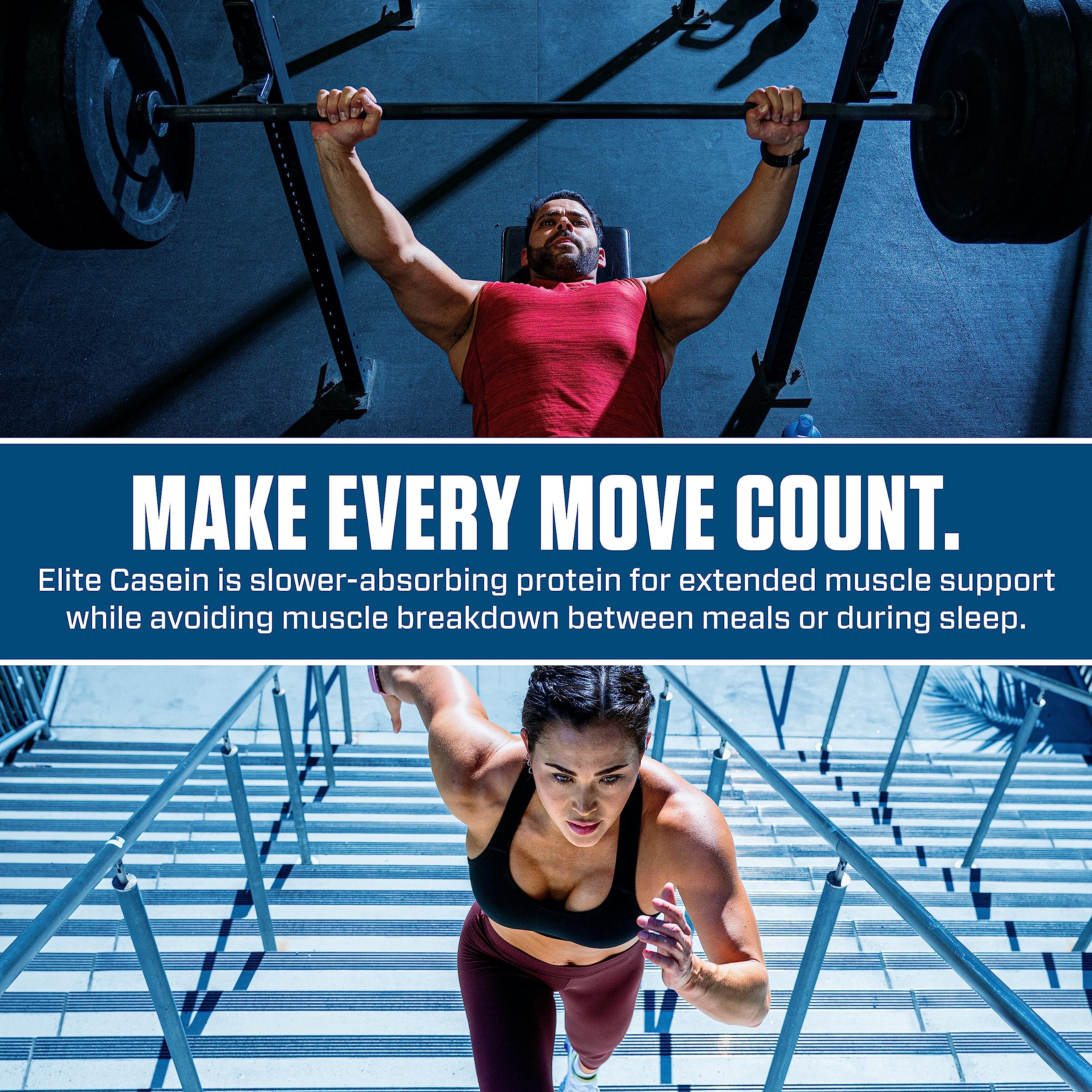 Dymatize Elite Casein leucine content delivers 2.3 g L-Leucine per serving.