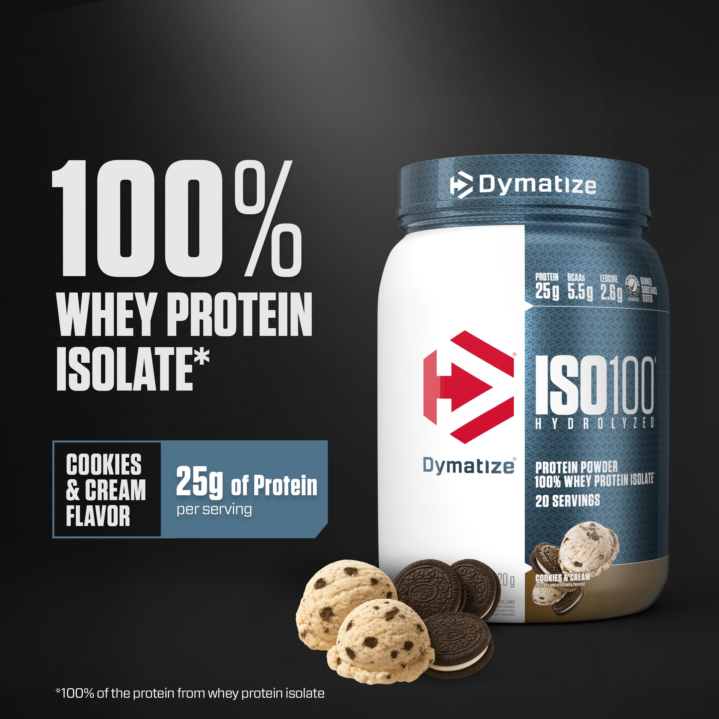 Dymatize ISO100 Cookies and Cream shake in glass showing smooth texture