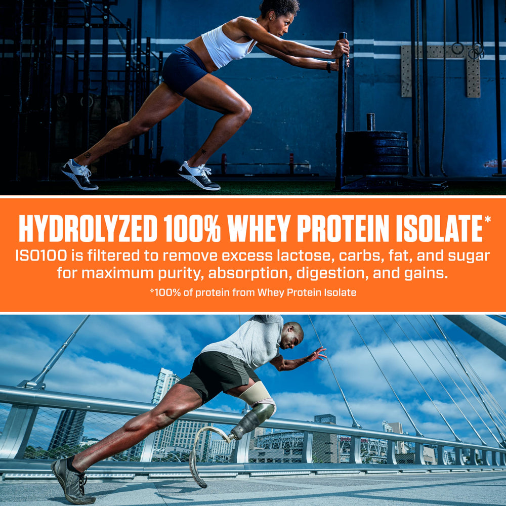 Dymatize ISO100 in a bright kitchen, ideal for everyday protein needs