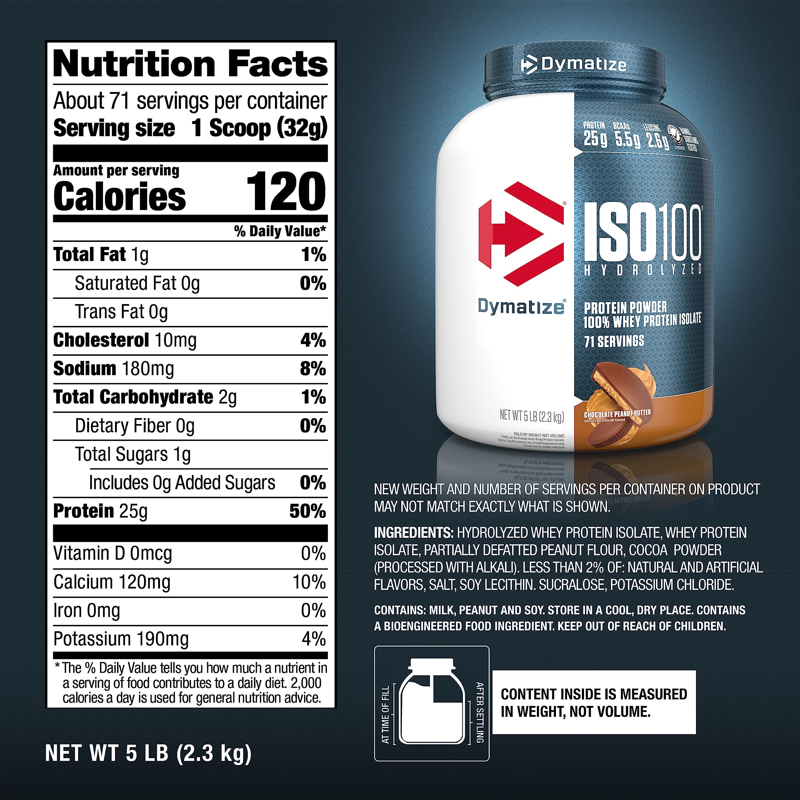 Dymatize ISO100 powder mixed in a glass of water for refreshing shake