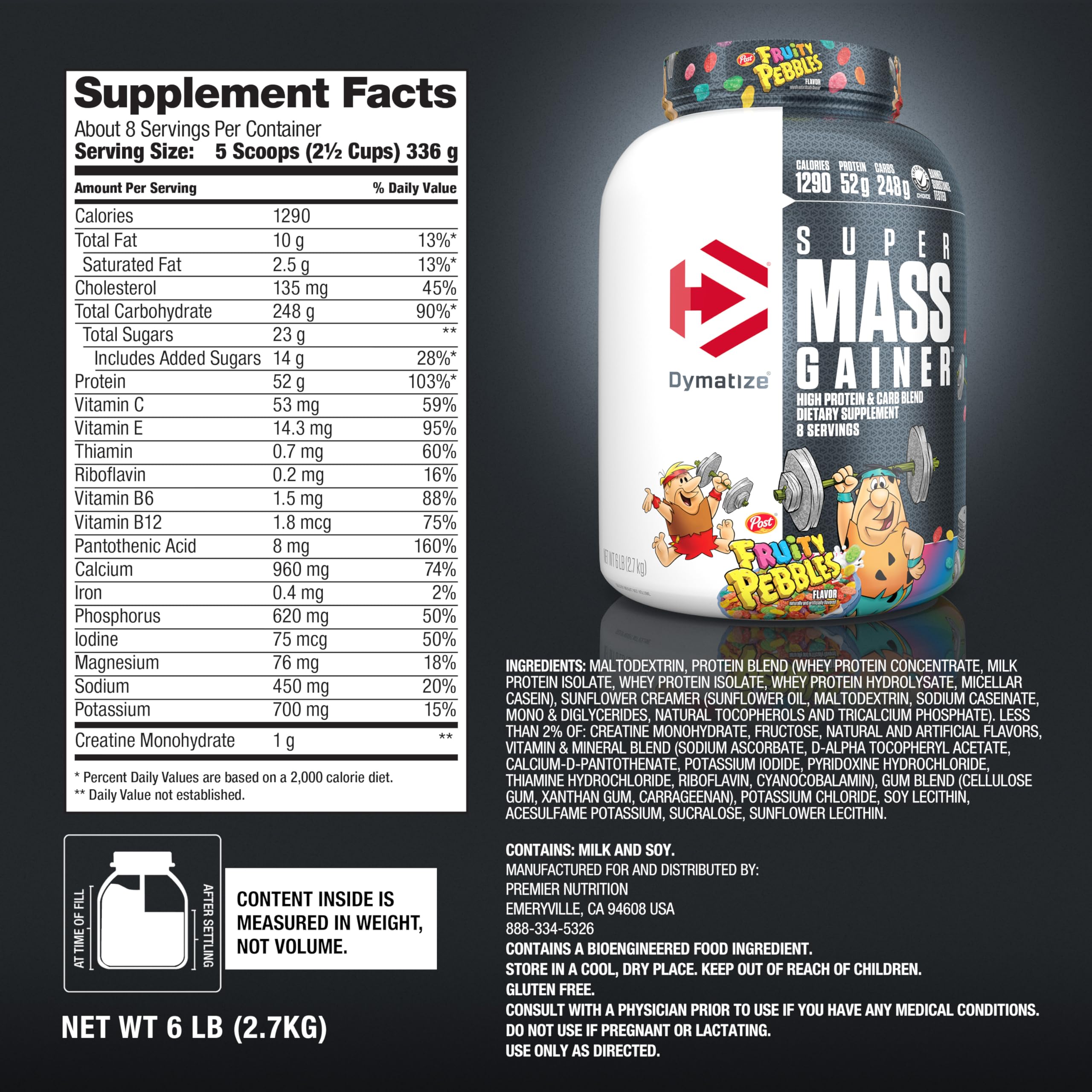 Dymatize Super Mass Gainer Bottle with cap demonstrates convenient storage