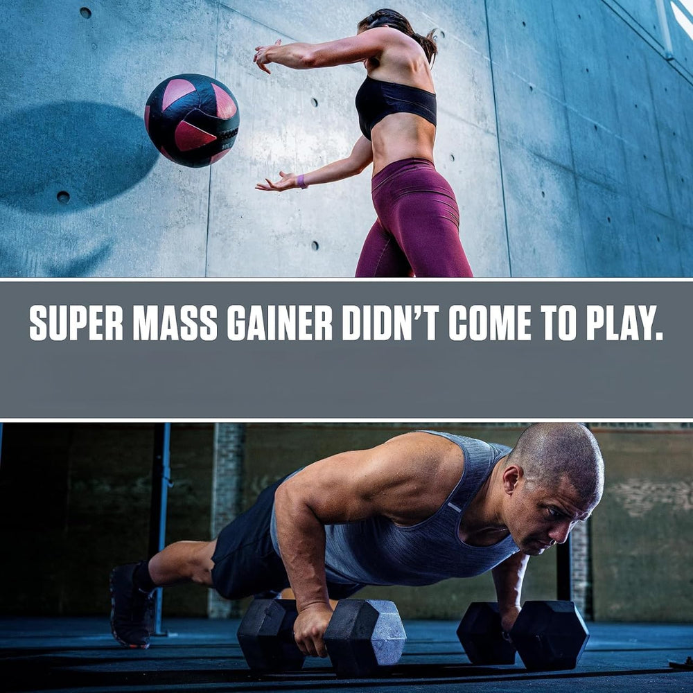Athlete preparing a vanilla mass gainer shake at the gym