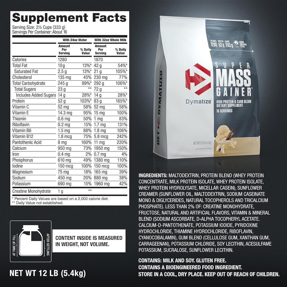 Scoop of mass gainer ready to mix for calorie-rich fueling
