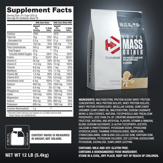Scoop of mass gainer ready to mix for calorie-rich fueling