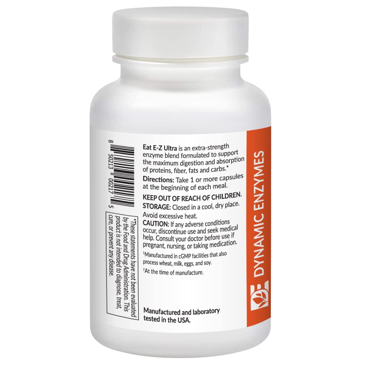 Dynamic Enzymes Eat E-Z Ultra ingredient blend highlight supports broad digestive comfort.