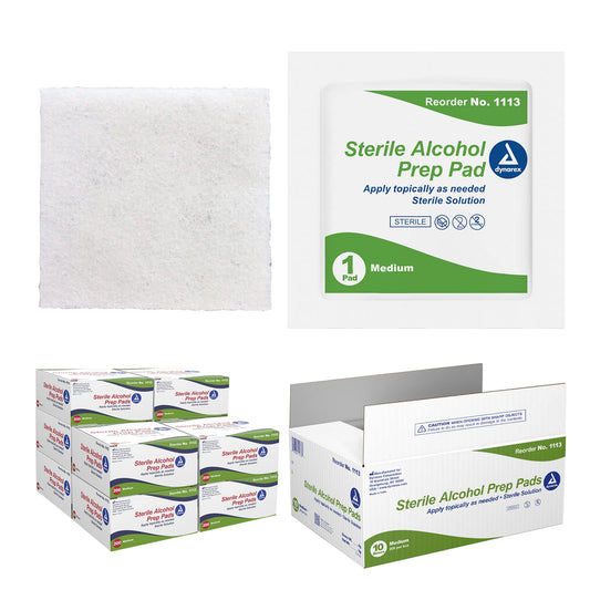 Dynarex 1113-CS latex-free alcohol pad packaging image, sterile prep ready.