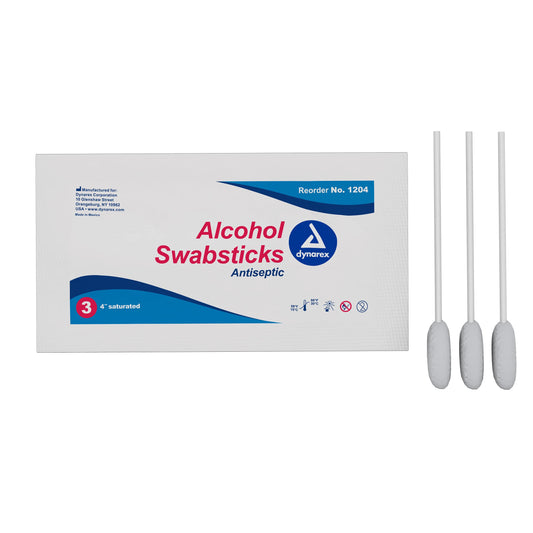 Dynarex Alcohol Swabsticks packaging enables quick, on-the-go skin prep.