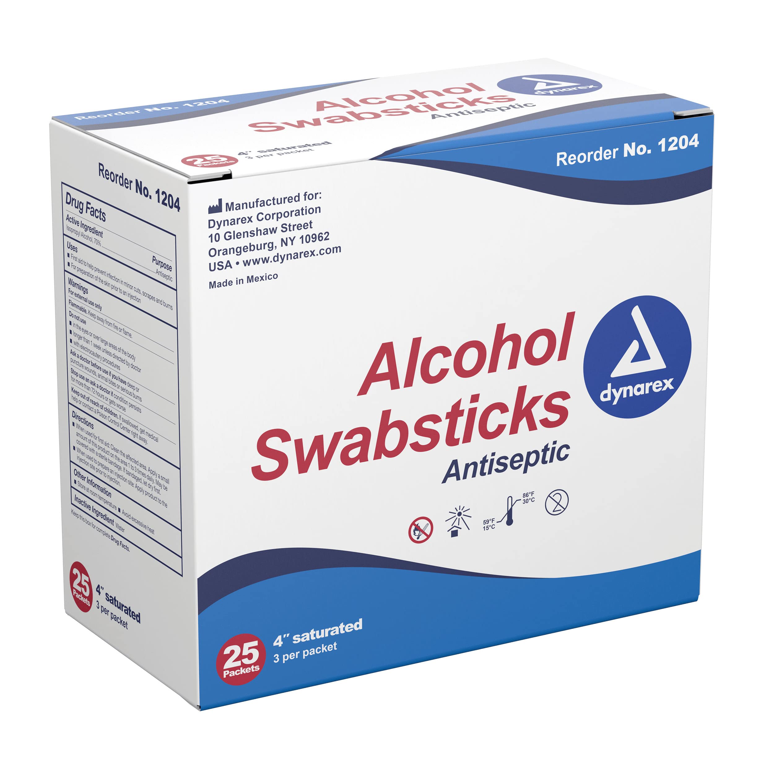 Dynarex Alcohol Swabsticks sterile applicator demonstrates ready-to-use sanitation.