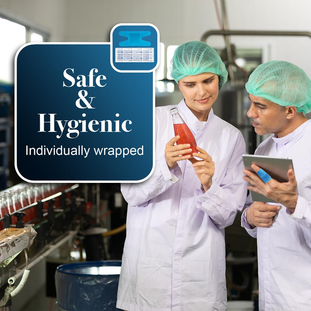 Dynarex blue metal-detectable bandages suit pharmaceutical settings for controlled environments.