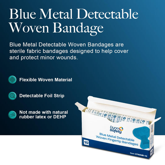 Dynarex blue metal-detectable bandages provide secure adhesion during active work