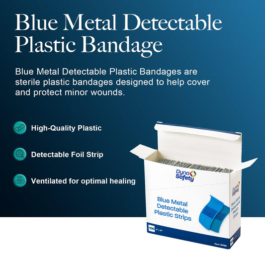 Dynarex blue bandages with high-visibility design for quick checks.