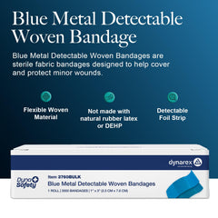 Blue woven Dynarex bandages provide clear visibility for safety checks at work.