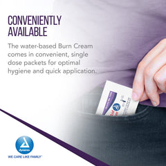 Dynarex burn cream foil-wrapped packet highlighting hygienic use