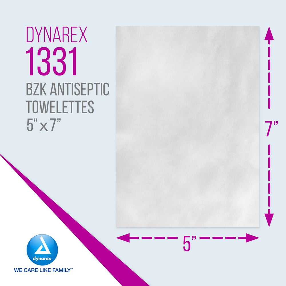 Dynarex BZK antiseptic towelettes individually wrapped for easy storage