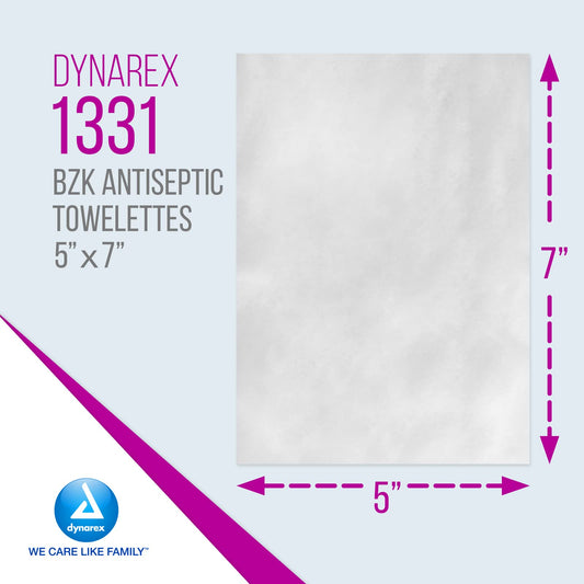 Dynarex BZK antiseptic towelettes individually wrapped for easy storage