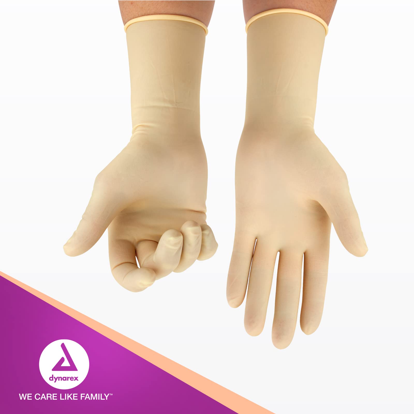 Dynarex disposable latex gloves offer reliable tactile feel