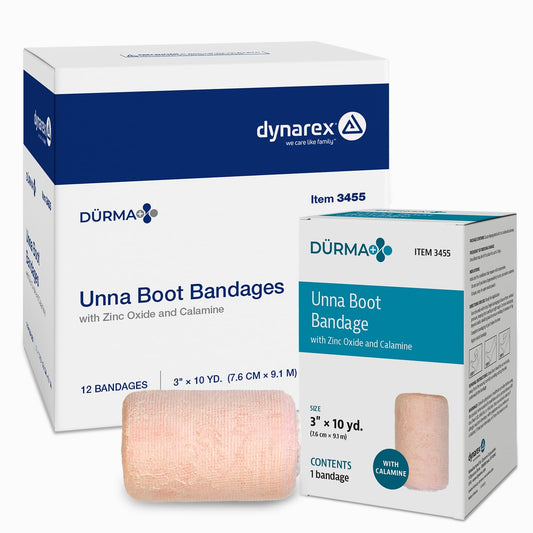 Dynarex Dürma+ Unna Boot bandages foil-wrapped for quick, clean application