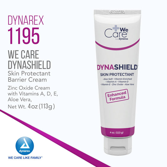 Dynarex Dynashield barrier cream with zinc oxide and aloe nourishes dry skin.