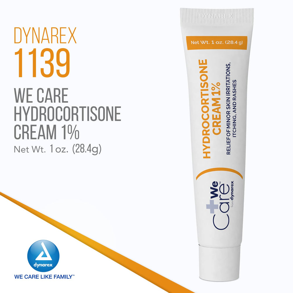 1oz Dynarex Hydrocortisone Cream tube shown for portable care.