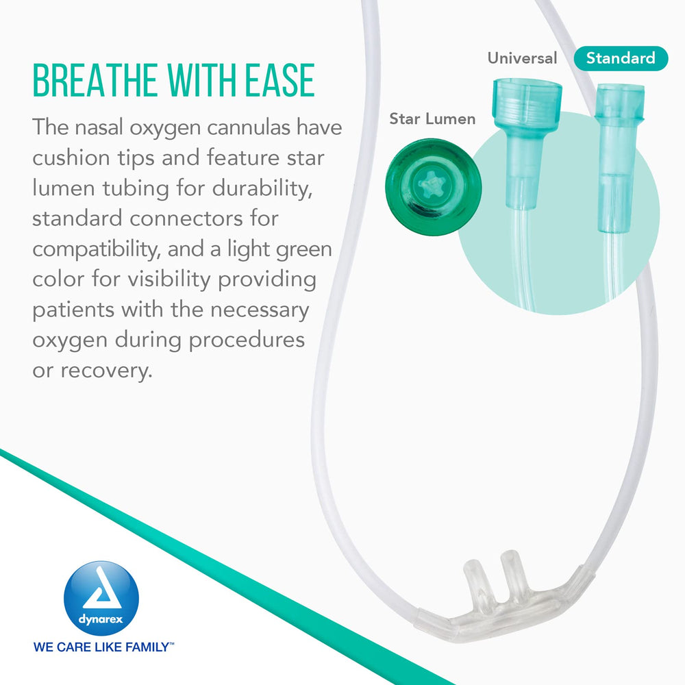 Dynarex light-green tubing improves visibility for safer placement.