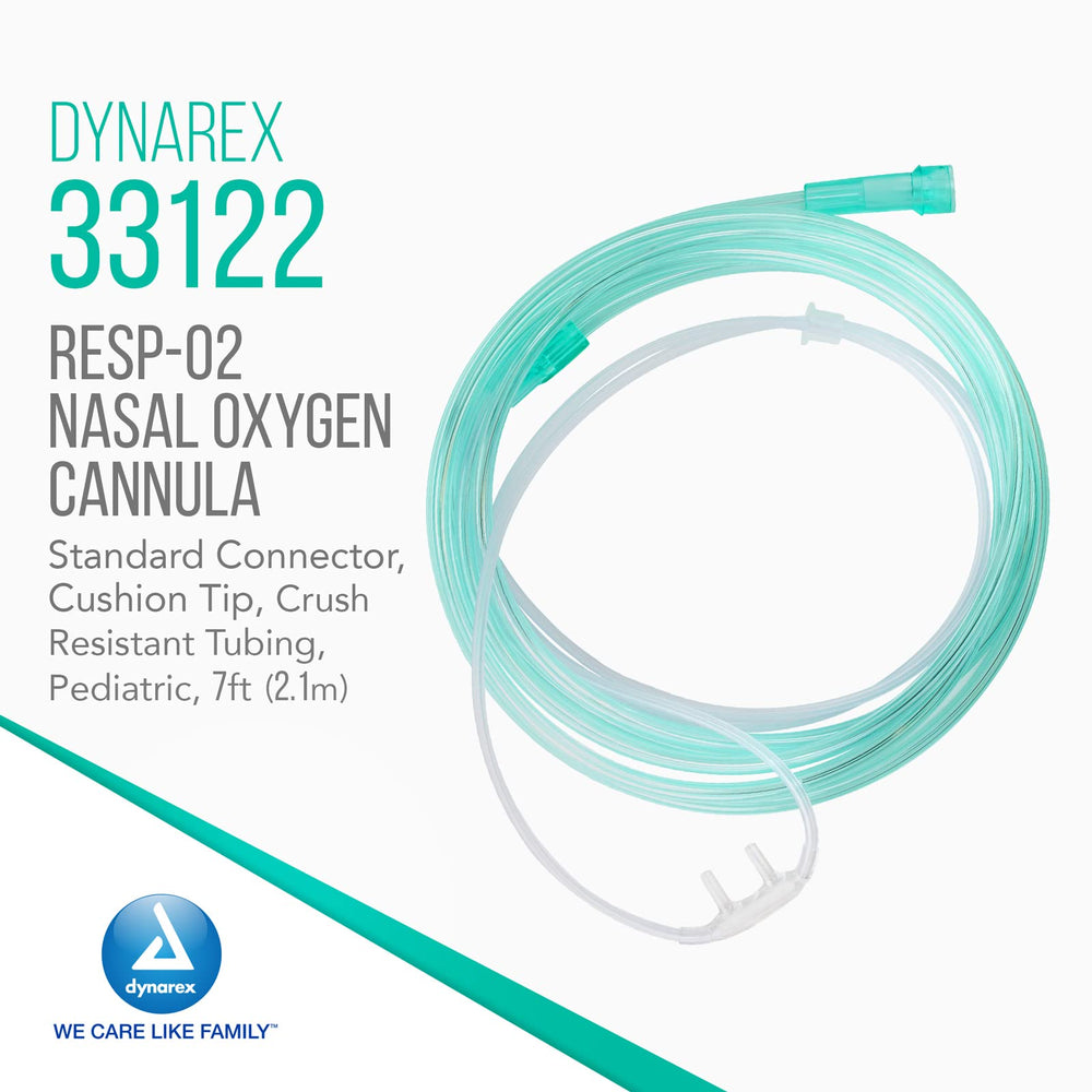 Dynarex nasal cannula universal connector enables versatile oxygen setup.