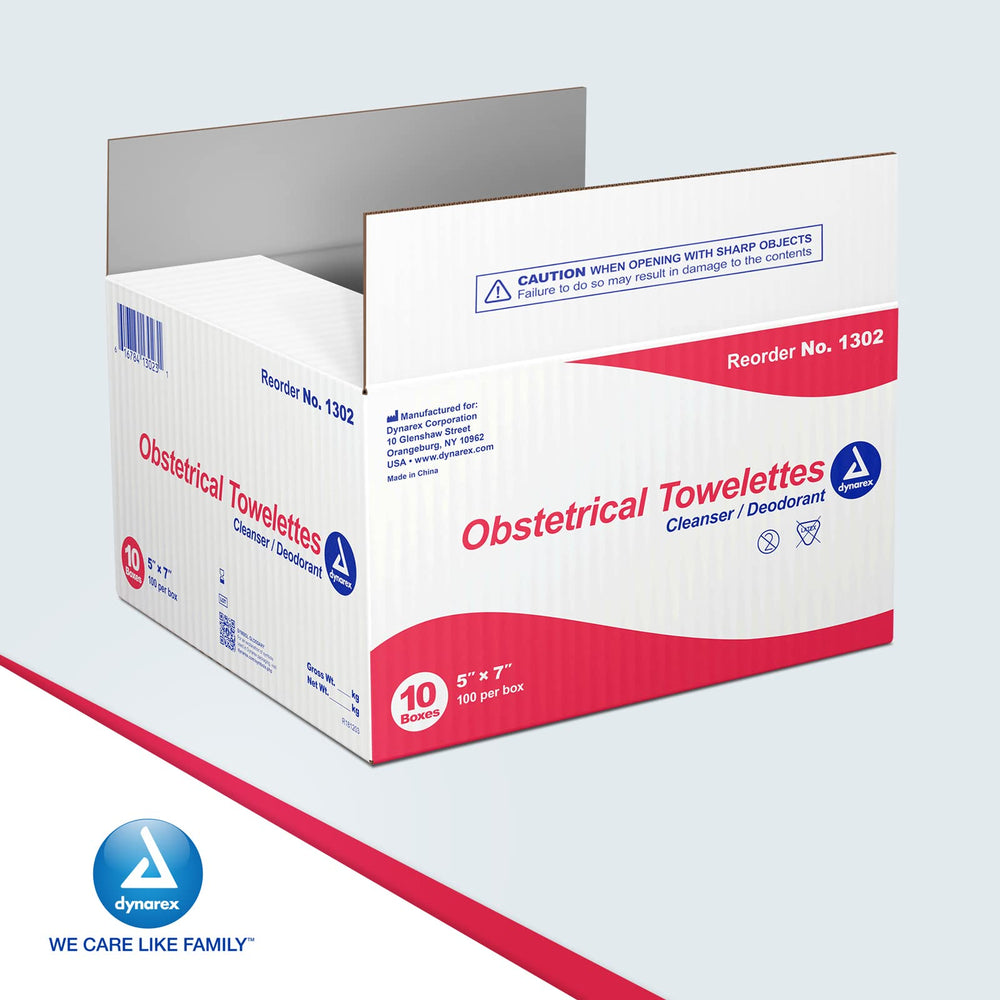 Dynarex obstetrical towelettes in an emergency kit for hygiene.