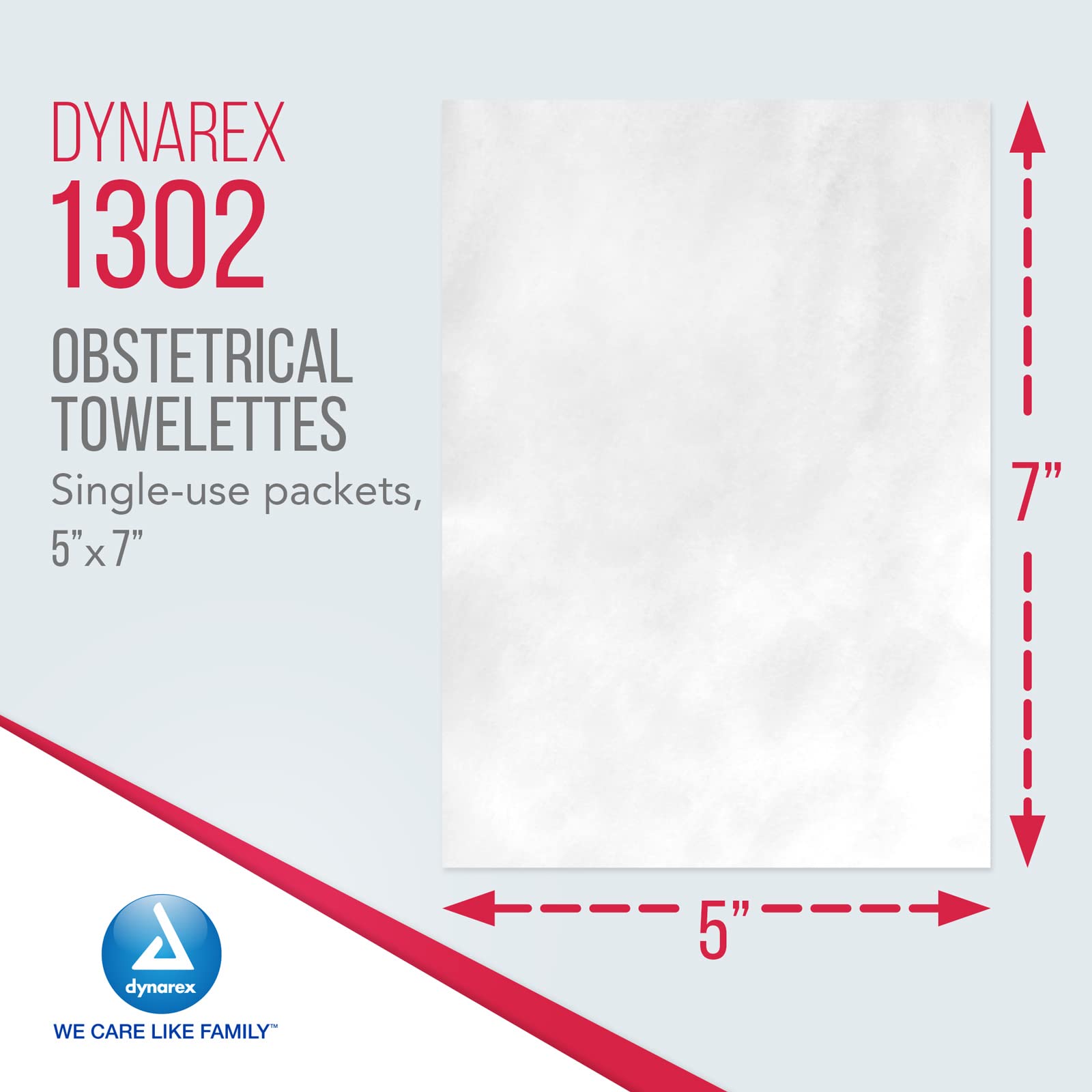 Dynarex obstetrical towelettes in-use scene for quick postpartum cleansing.
