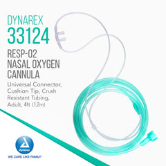 Dynarex Resp-O2 nasal cannula universal connector for broad compatibility.