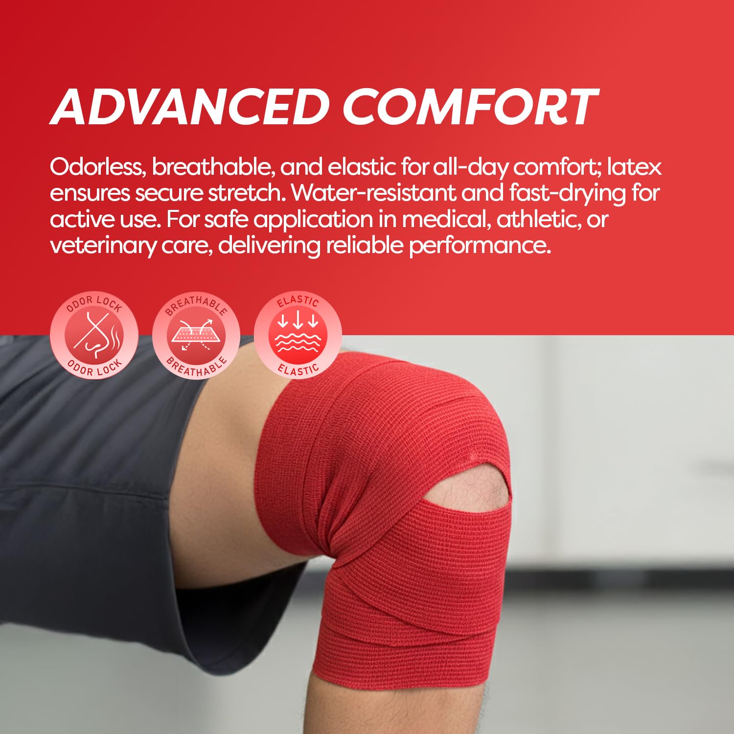 In use during athletic recovery, it offers adjustable, water-resistant protection.