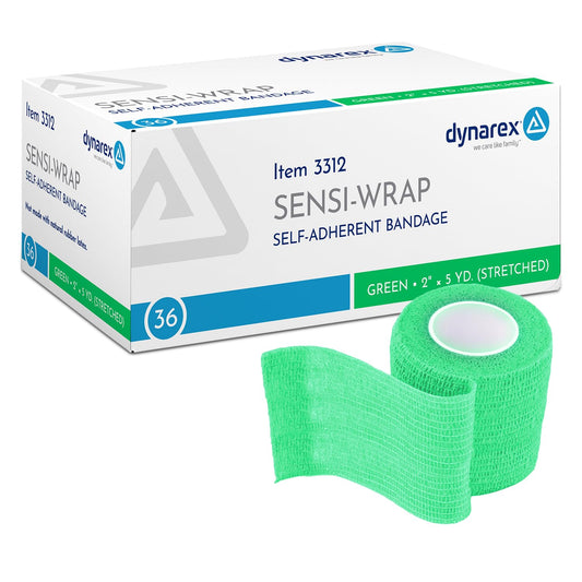 Dynarex Sensi-Wrap package front showing flexible, self-adherent bandages for easy use