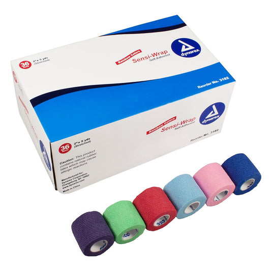 Dynarex Sensi Wrap rainbow self-adherent bandage for quick, skin-safe compression