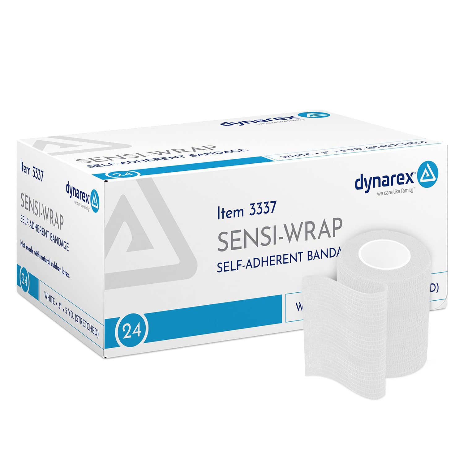 Dynarex Sensi-Wrap self-adhesive bandages provide reliable hold during activity.