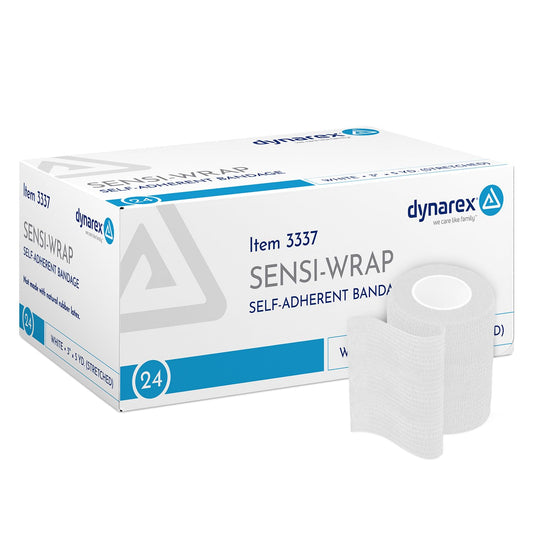 Dynarex Sensi-Wrap self-adhesive bandages provide reliable hold during activity.